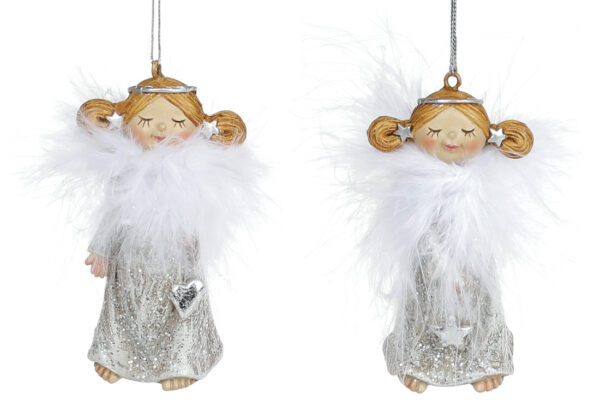 Ялинкова прикраса "Янгол" 7.5 см срібло