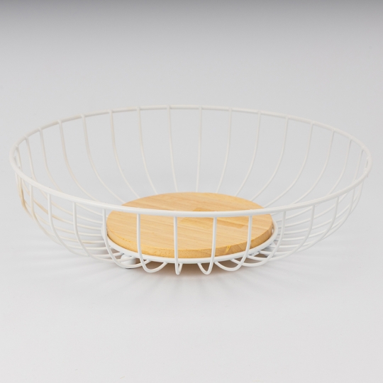 Фруктівниця "Фруктовий едем" 28*7 см метал/бамбук біла