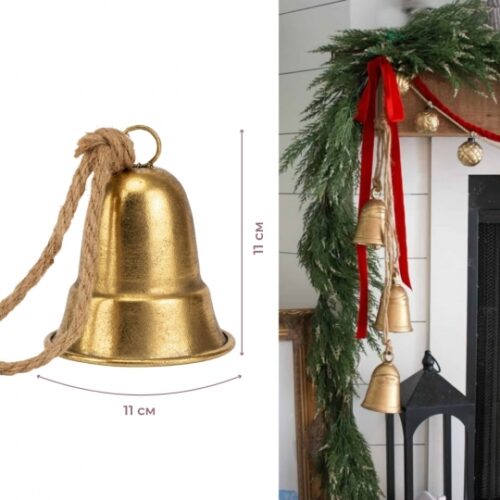 Дзвіночок металевий золотий 11 см