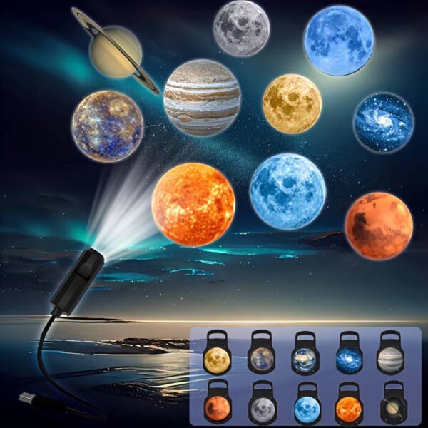 Нічник-проектор "Планетарій" 11 змінних картриджів гнучкий від USB