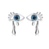 Сережки-цвяшки "Очі" голубі/срібні  (10449)