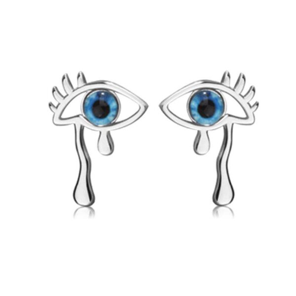 Сережки-цвяшки "Очі" голубі/срібні  (10449)