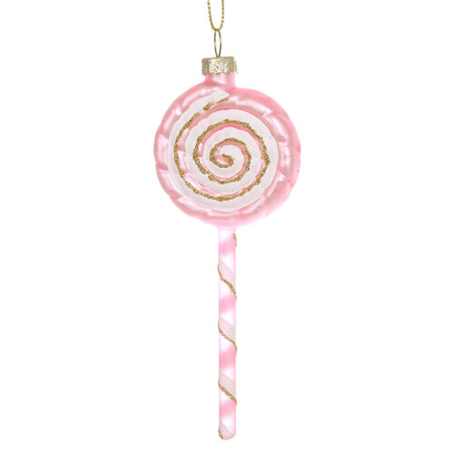 Ялинкова прикраса "Льодяник" 13,9 см рожевий (скло)