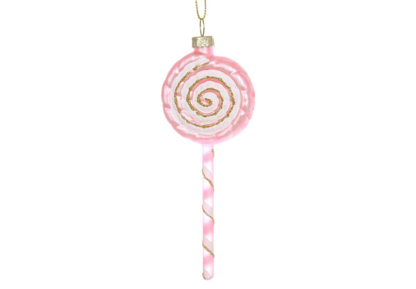 Ялинкова прикраса "Льодяник" 13,9 см рожевий (скло)