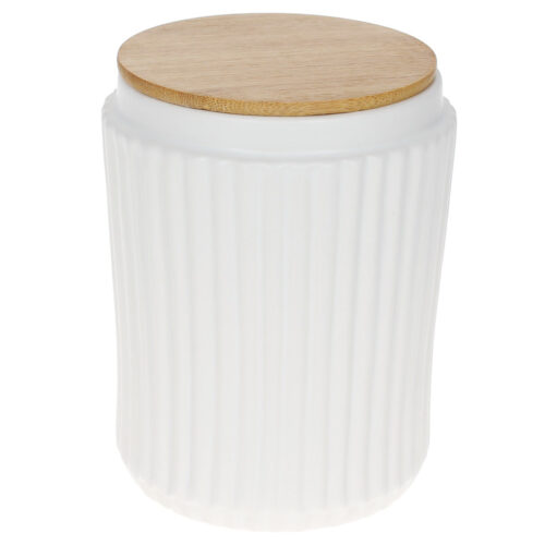 Банка керамічна "Смуга" 730 мл з бамб. кришкою білий матовий