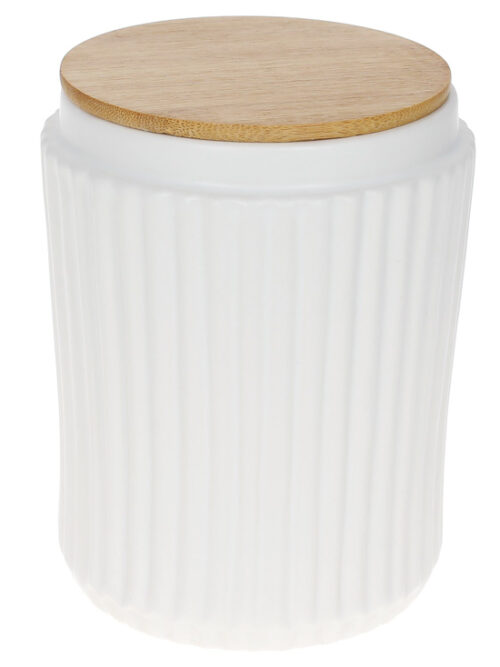 Банка керамічна "Смуга" 730 мл з бамб. кришкою білий матовий