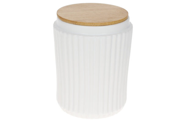 Банка керамічна "Смуга" 730 мл з бамб. кришкою білий матовий