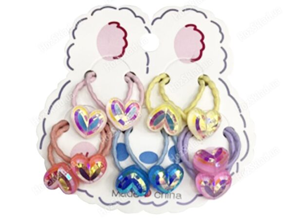 Набір гумкок для волосся дитячі "Сердечка" 10 шт