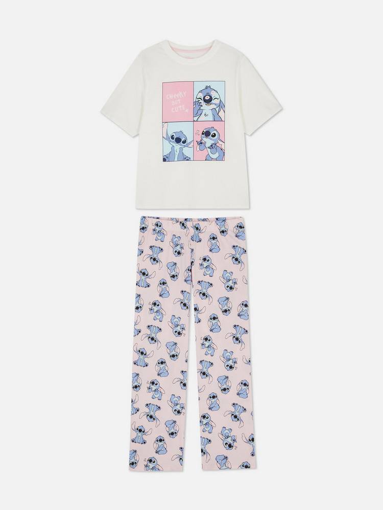Піжама жіноча Primark "Stitch/Стітч" (штани/футболка) котон блакитна