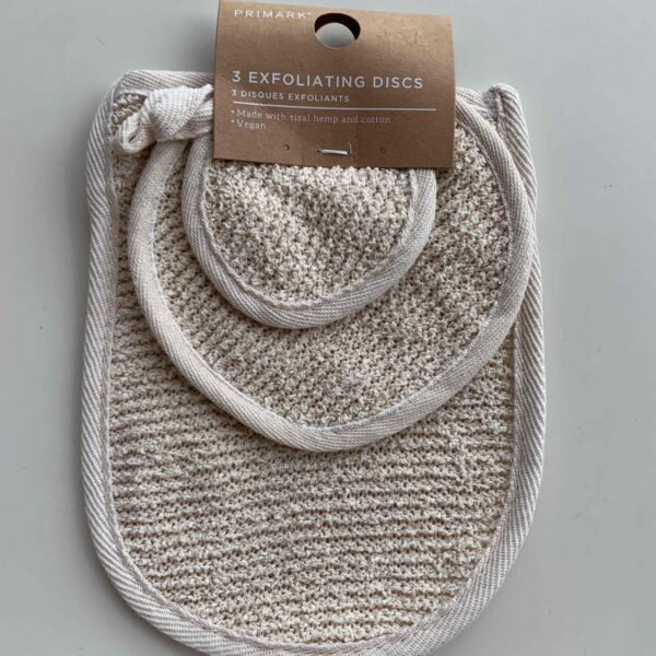 Набір Мочалок/дисків для вмивання натуральні/скрабуючі Primark 3 шт