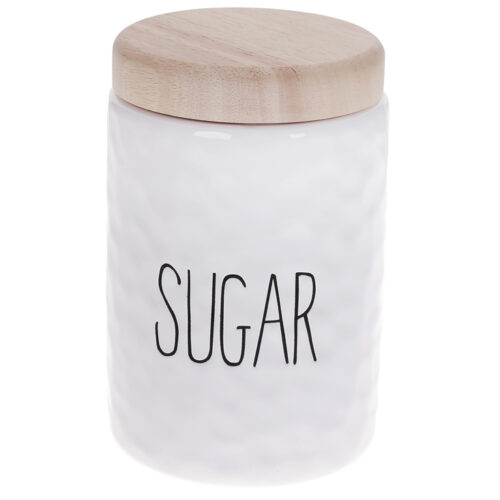 Банка керамічна "SUGAR" з бамбуковою кришкою рельєфна 1200 мл