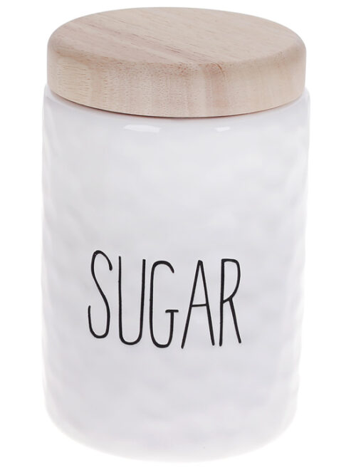 Банка керамічна "SUGAR" з бамбуковою кришкою рельєфна 1200 мл