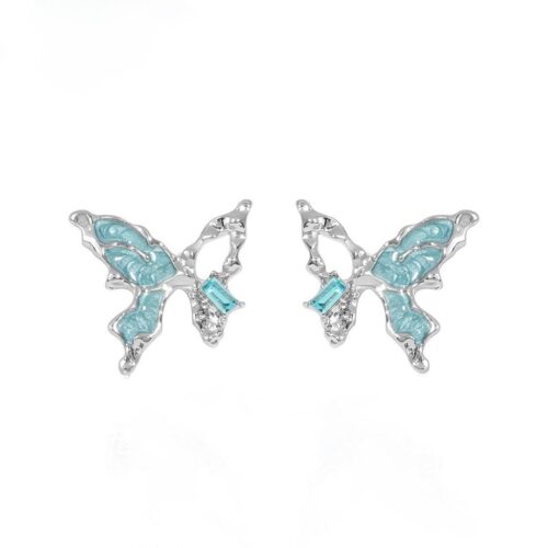 Сережки "Метелики" блакитні зі срібним (10554)