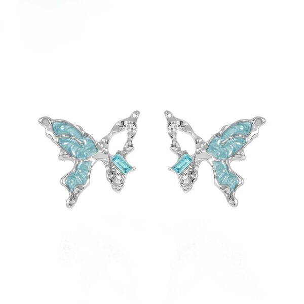 Сережки "Метелики" блакитні зі срібним (10554)