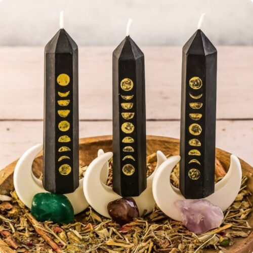 Свічка воскова "Фази місяця" 5C чорна набір 3 шт