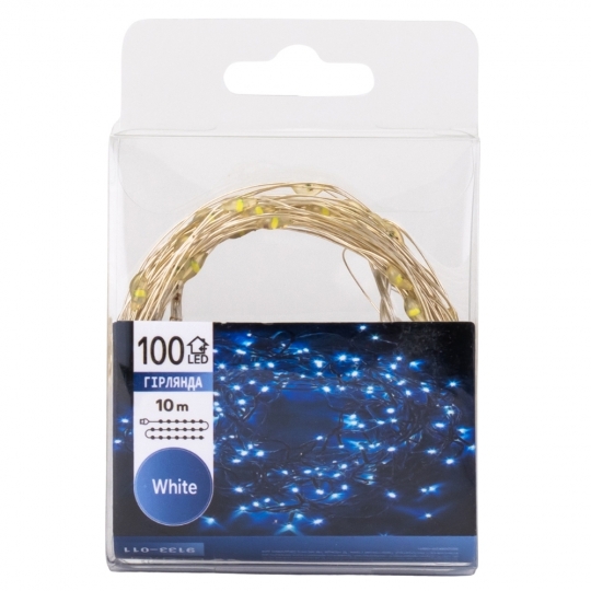 Гірлянда портативна "Роса" 10 м/ 3 режима/100 LED синє світло (USB+батарейки)