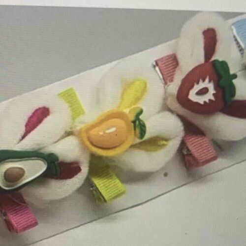 Гумка для волосся дитяча "Вушка хутряні з фруктами"