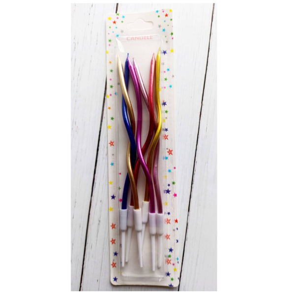 Свічки для торта "Коктейльні/ спіраль" Happy мікс кольорів 16 см 6 шт