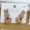 Сережки з флоковим напиленням "Зайчики" мікс кольорів (10236)