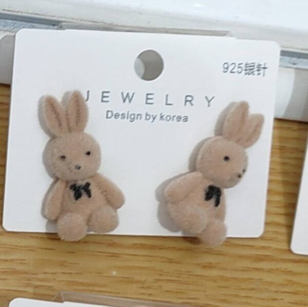 Сережки з флоковим напиленням "Зайчики" мікс кольорів (10236)