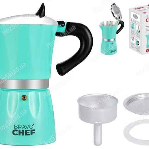 Кавоварка гейзерна BRAVO CHEF (3 порції) бірюзова