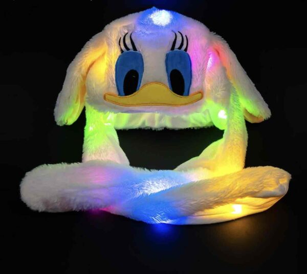 Шапка з рухливими вушками «Качечка» та підсвіткою біла