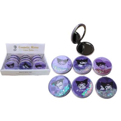 Дзеркальце компактне "Kuromi/ Куромі" сипучі блискітки кругле