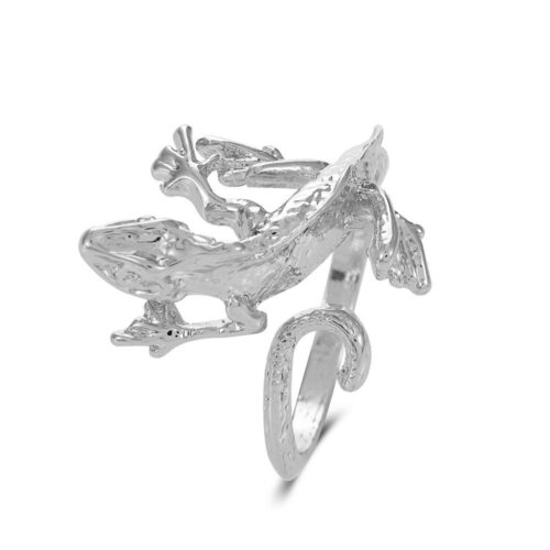 Каблучка жіноча металева «Ящірка» срібна (8033)