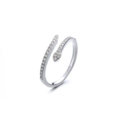 Каблучка жіноча "Змія" срібна зі стразами (8163)