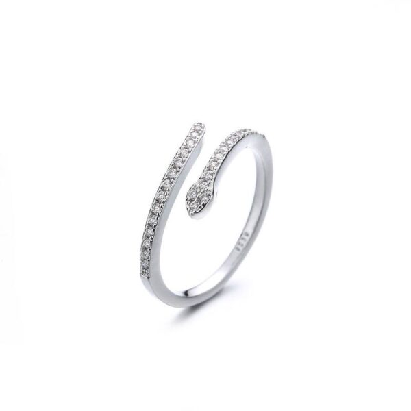 Каблучка жіноча "Змія" срібна зі стразами (8163)