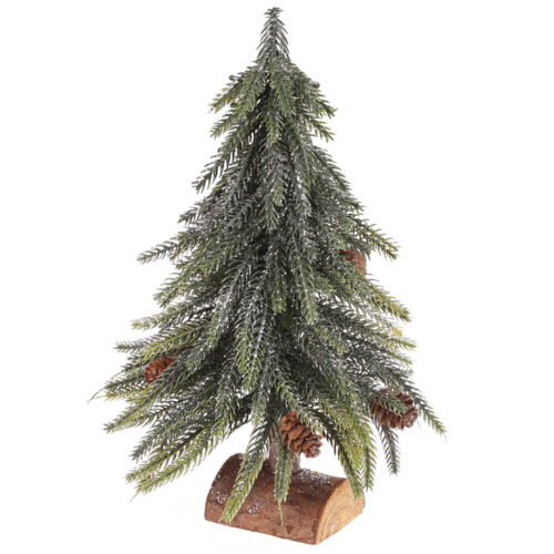 Новорічний декор "Ялинка" із срібним глітером на дерев'яній підставці 27 см