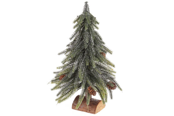 Новорічний декор "Ялинка" із срібним глітером на дерев'яній підставці 27 см