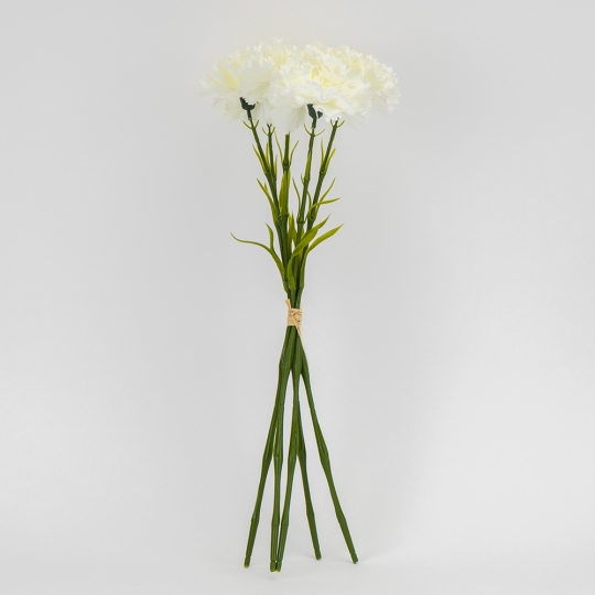 Штучний букет гвоздик 5 бутонів 55 см кремово-білий