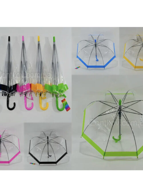 Парасоля-трость дитяча Max Comfort прозора з кольоровим кантом