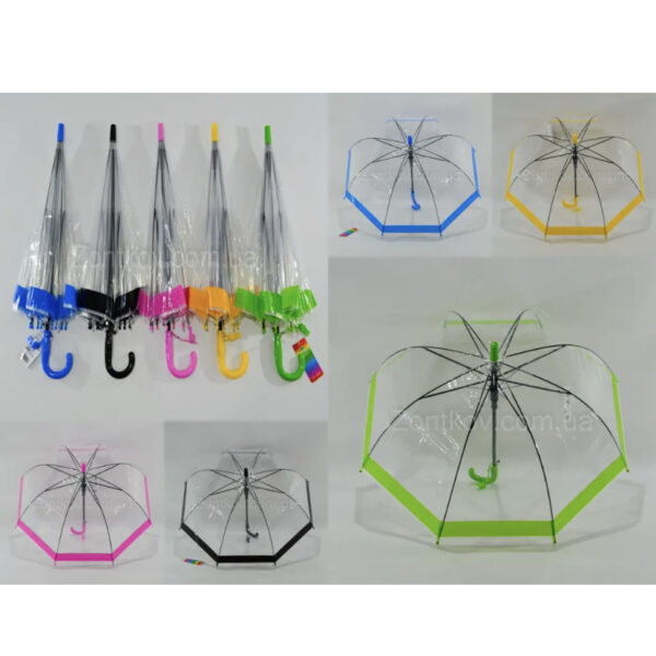 Парасоля-трость дитяча Max Comfort прозора з кольоровим кантом