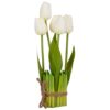 Штучний букет тюльпанів 5 бутонів/ 25,5 см "Рапсодія" (латекс) кремовий