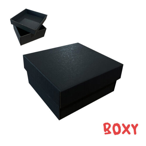 Коробка подарункова 14,5*14*7 см мікрогофра чорна