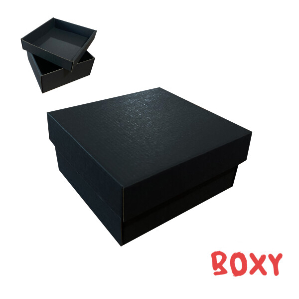 Коробка подарункова 14,5*14*7 см мікрогофра чорна