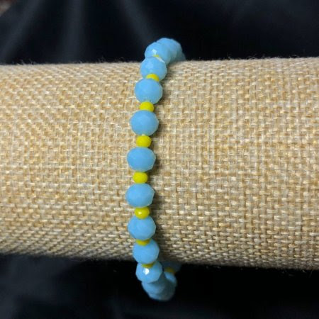 Браслет натур. чеський кришталь синьо-жовтий 6х4 мм (патріотичний)