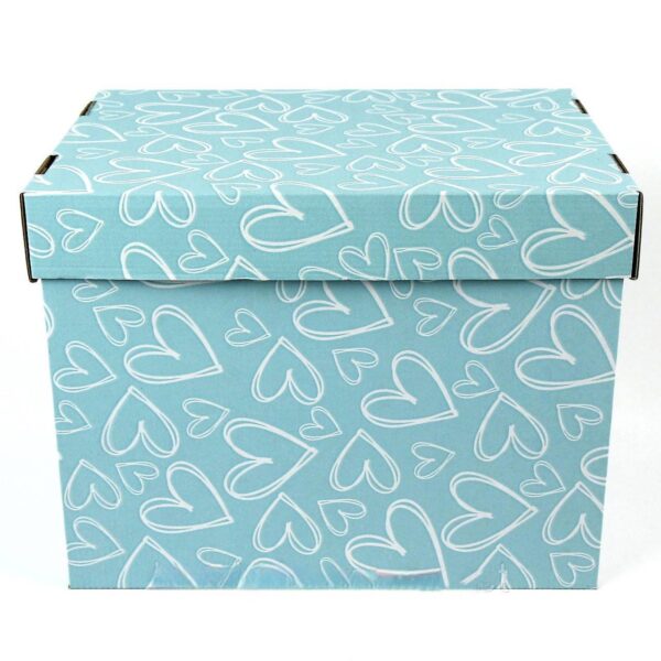 Коробка подарункова 31*24*25 см мікрогофра бірюзова сердечка