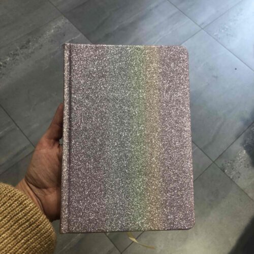 Блокнот А5 рожевий райдужний глітер