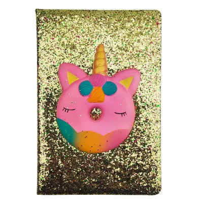 Блокнот А5 WB "Єдиноріг-Пончик" глітер зі сквішем 80 арк.