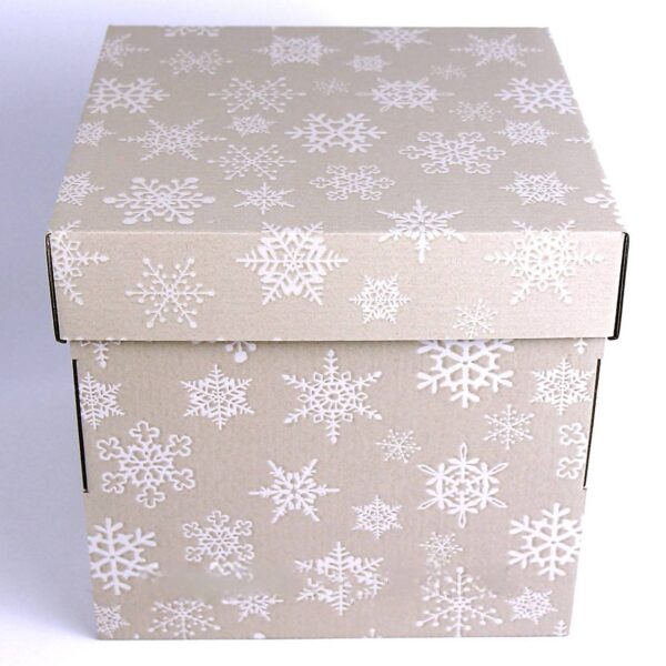 Коробка подарункова з мікрогофрокартону (22*22*22 см) Новорічна сіра