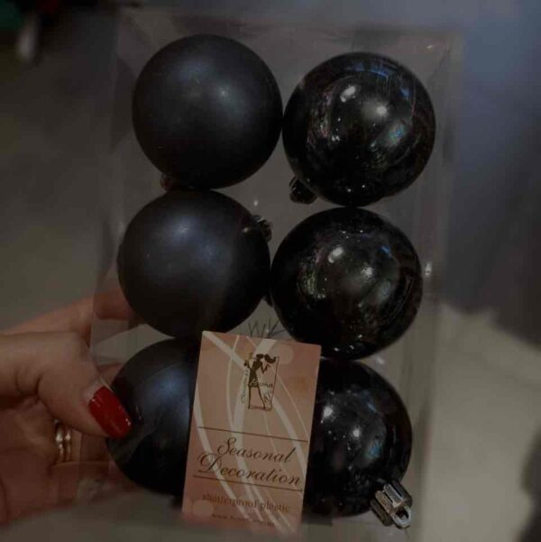 Набір ялинкових іграшок 6 см/ 6шт (пластик) чорний онікс