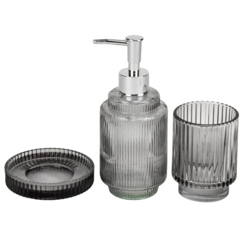 Набір для ванної кімнати «Затишна оаза» 3 в 1 ребрйстий графіт