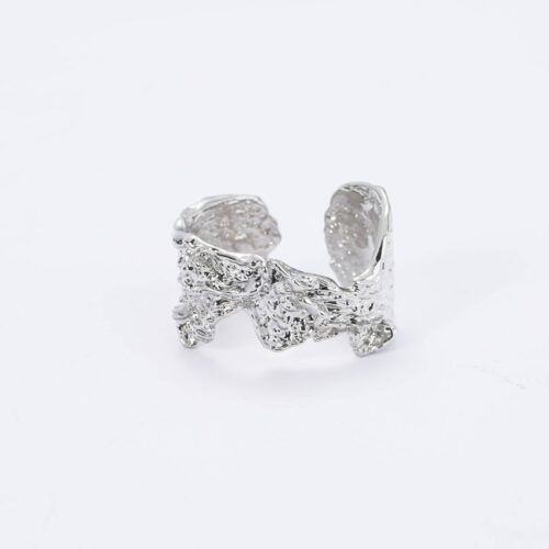 Каблучка жіноча геометрична абстрактна рвана срібна (10607)