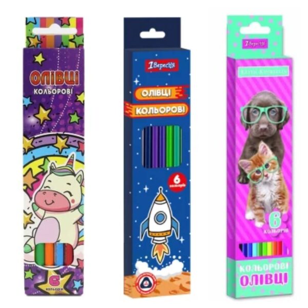 Олівці кольорові 1В мікс героїв 6 шт