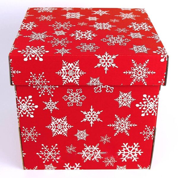 Коробка подарункова з мікрогофрокартону (22*22*22 см) Новорічна червона