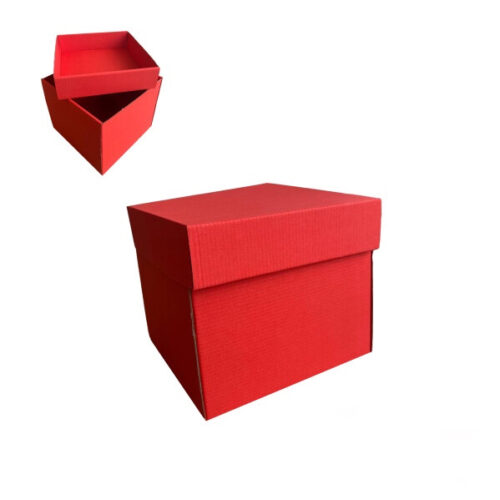 Коробка подарункова 19*19*7 см мікрогофра червона