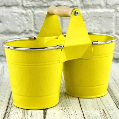 Кашпо металеве подвійне глянцеве овальне (8*11*10) жовтий